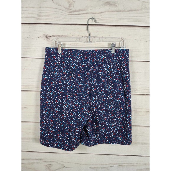 Lands' End Women's Serious Sweats Multicolor‎ Star Print Red White Blue Short S - Picture 2 of 6